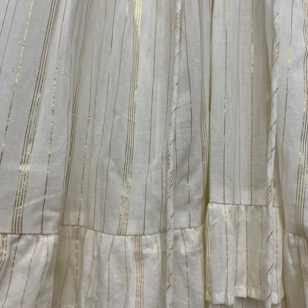 True Destinations White Gold Threaded Bohemian Tiered Maxi Dress Sz S - Picture 6 of 15
